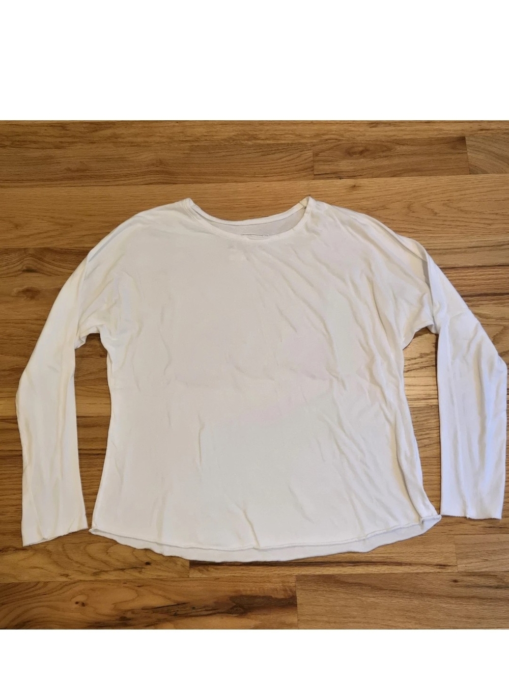 Frank & Eileen Tee Lab Womens Large Raw Hem Long Sleeve White Casual T-Shirt